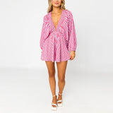 Shirt Slimming Casual Loose Deep V Wide Leg Short Jumpsuit