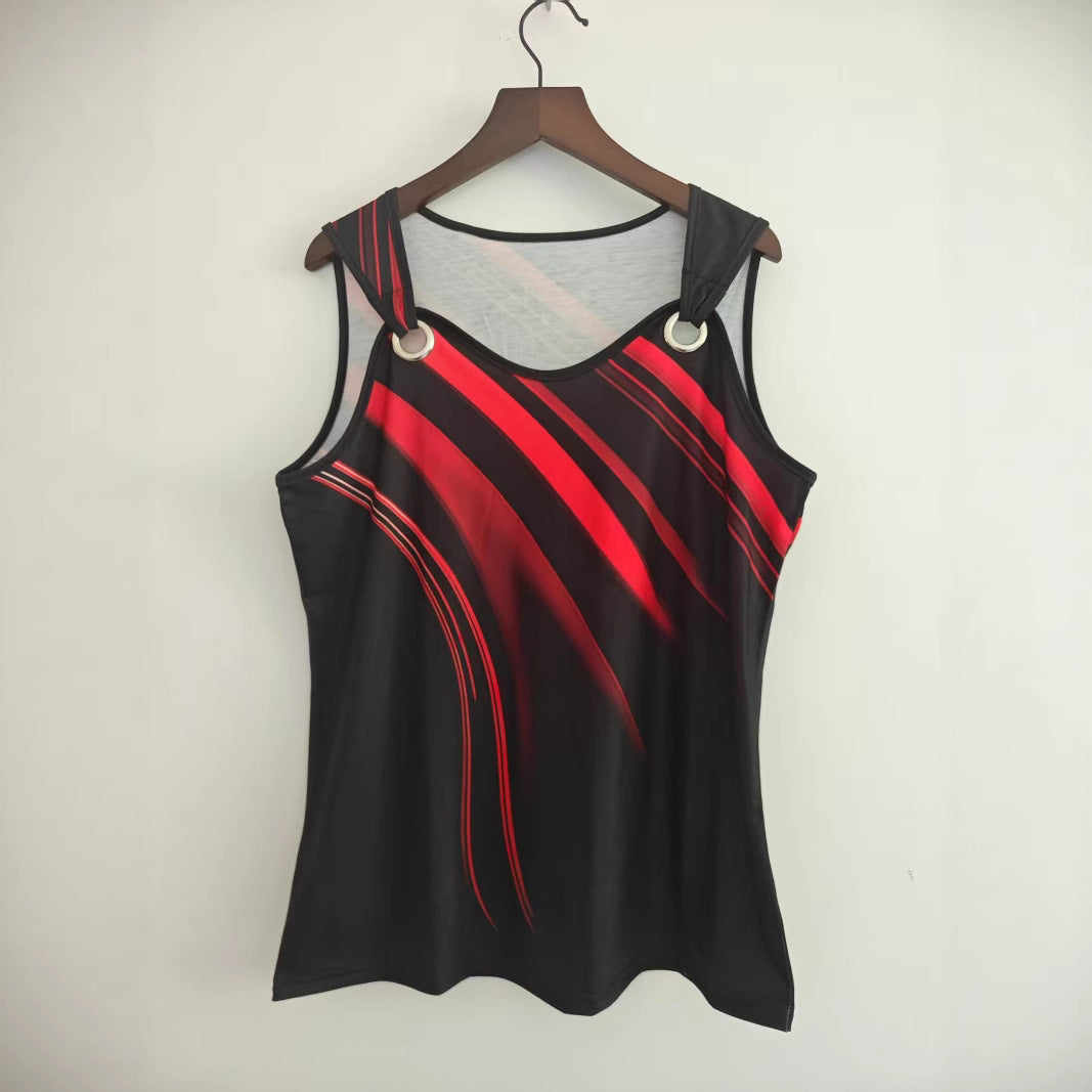 Elegant Round-Neck Sleeveless Colorblock Tank Top For Women