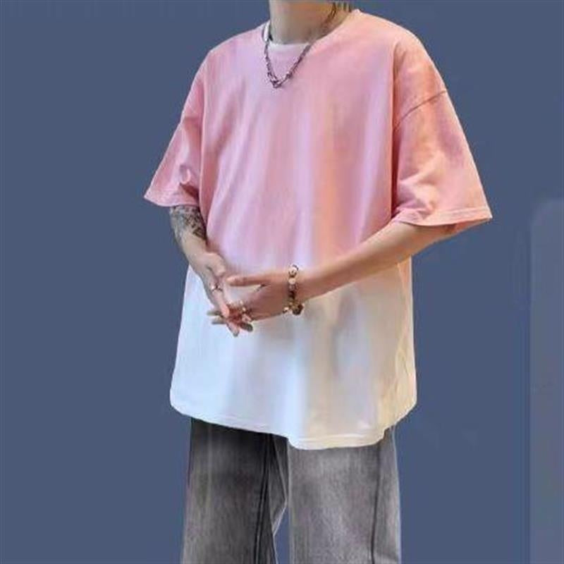 Gradient Short-sleeved Men's Summer Suit Jeans Ruoshuai Two-piece Set