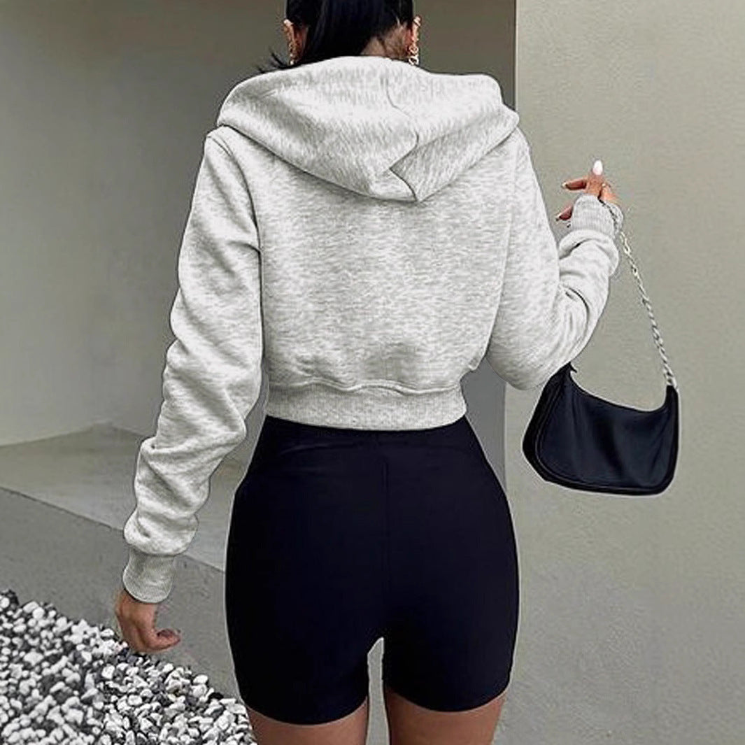 Long Sleeve Hooded Zip Cardigan Casual Sweatshirt null