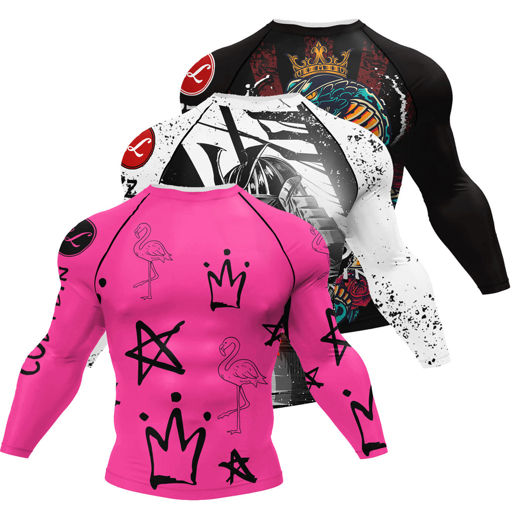 Printed Long Sleeve Breathable Sports Fitness Bottoming Shirt Men