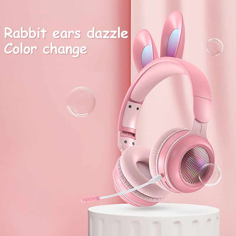 Rabbit Ear Headphones Wireless Luminous Extendable Wheat Headphones null