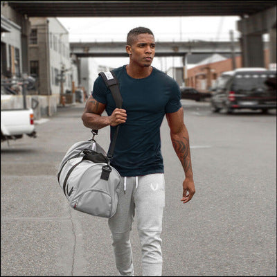 Solid Color Fitness Men's Round Neck Sports Short Sleeve