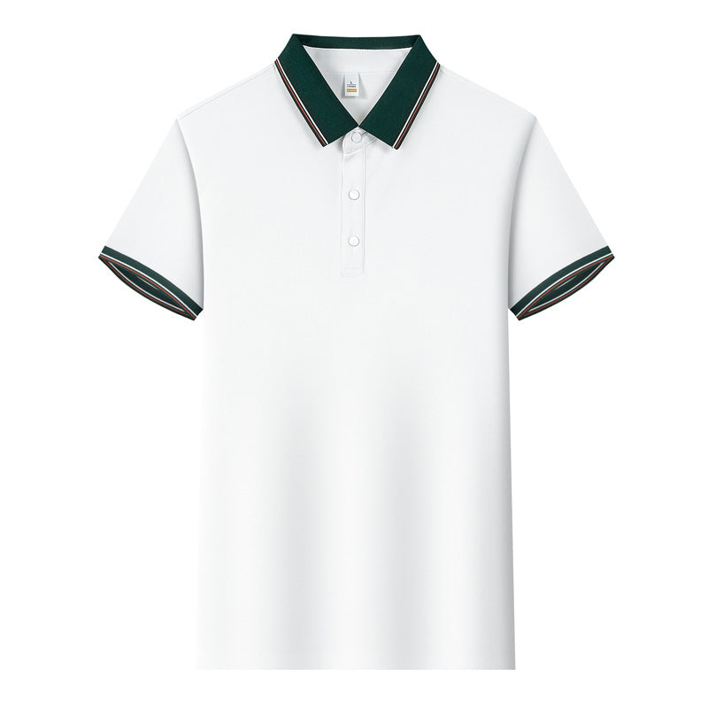 Color Stitching Turnover Neck Short-sleeved Shirt Workwear