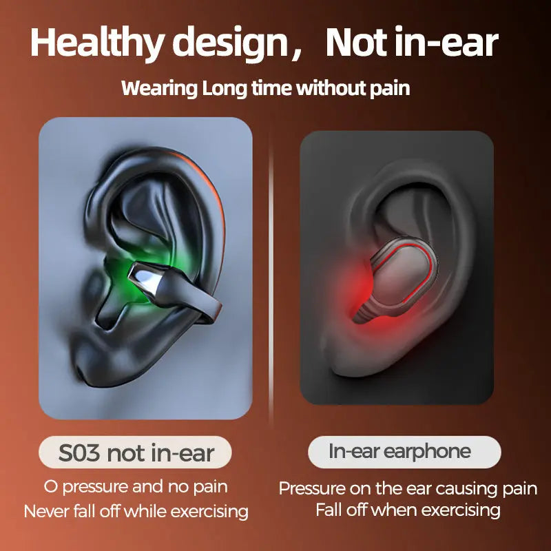 Ear Clip Bone Conduction Headphone Bluetooth-compatible 5.2 HIFI Wireless Earphone Touch Handsfree Sports Noise Cancelling Headset With Mic null