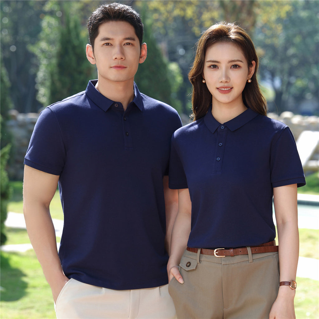 230g 40 Heavy Pearl Cotton Polo Shirt Short Sleeve Lapel