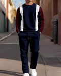 Fashion Men's Casual Sporty Round Neck Sweatshirt And Pants Two-piece Set