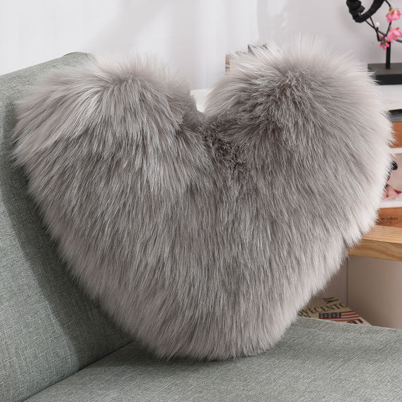 Throw Pillows Heart Shape Long Plush Fluffy Shaggy Cushion Cover Sofa Cushions Decorative Pillow Covers Pillowcase White null