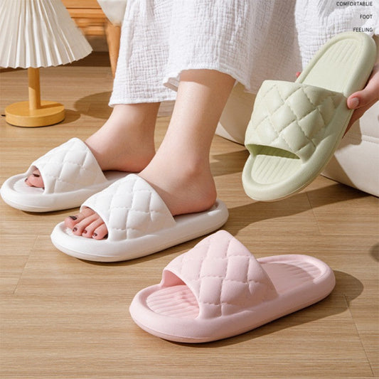 New Rhombus Home Slippers Summer Non-slip Floor Bathroom Slipper Lightweight Simple House Shoes For Women Men null