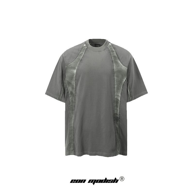 American Street Fashion Simple Stitching Loose Short Sleeve T-shirt