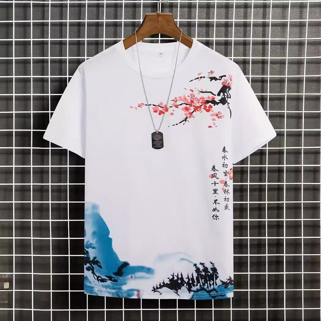 Men's Round Neck Cotton Short-sleeved T-shirt Digital Creative Printing