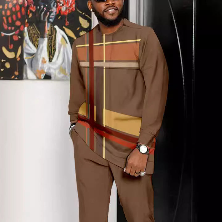 Fashion Personality 3D Printed Two-piece Suit Men