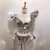 Stage Costume Sexy Bright Hard Patent Leather Suit