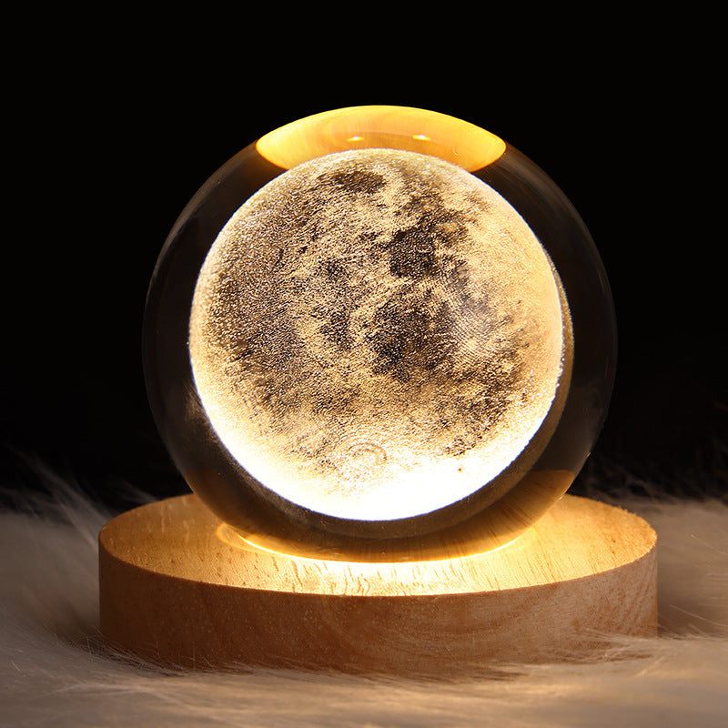 Luminous Starry Sky And Planets Moon Moon Crystal Ball Small Night Lamp Projection Ambience Light Creative Gift New Strange Gift null