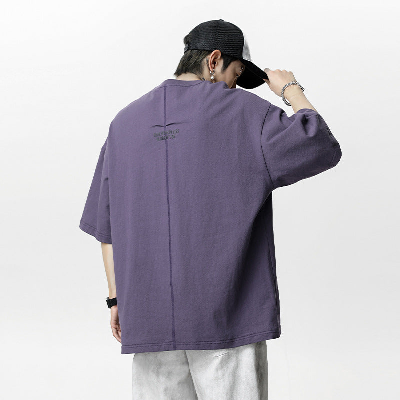 Three-dimensional Patchwork Short-sleeved T-shirt Men's Summer New Loose