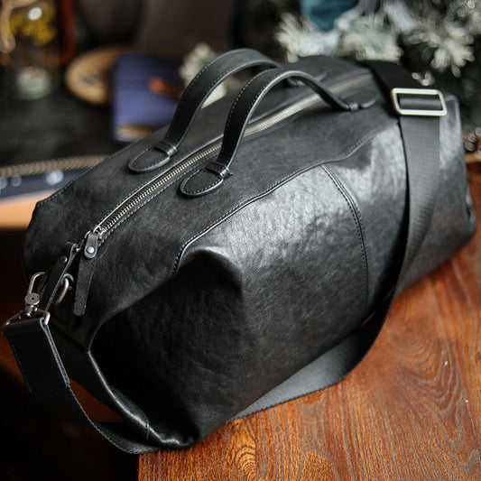 Light And Soft Leather Sports Fitness Bag For Men With Large Capacity null