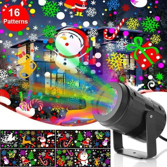 Christmas Party Lights Snowflake Projector Light Led Stage Light Rotating Xmas Pattern Outdoor Holiday Lighting Garden Christmas Decor null