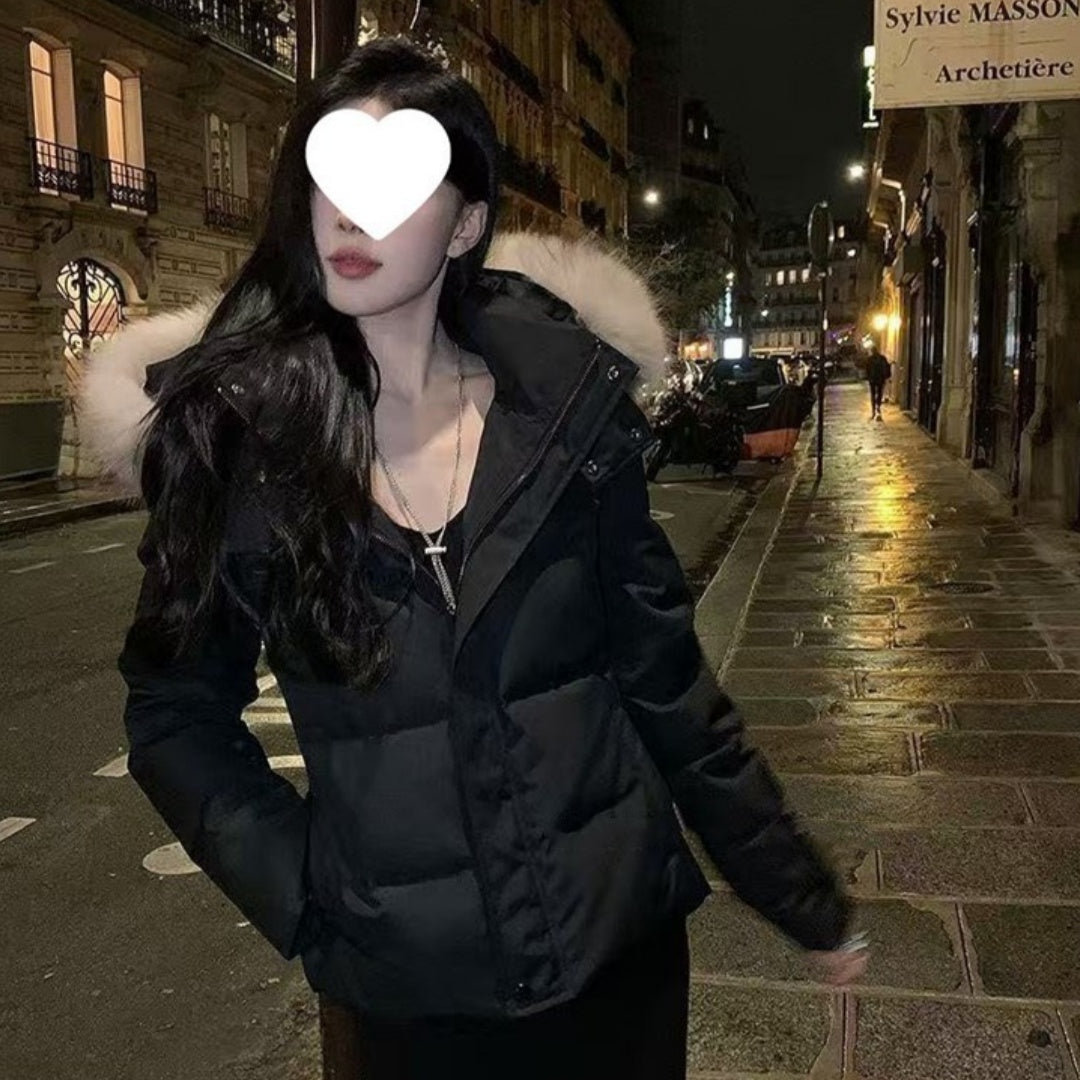 New Winter Short Detachable Padded Fur-collar Insulated Coat