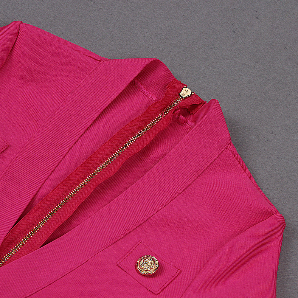 Single-breasted Long-sleeved Slim Ladies Temperament Dress