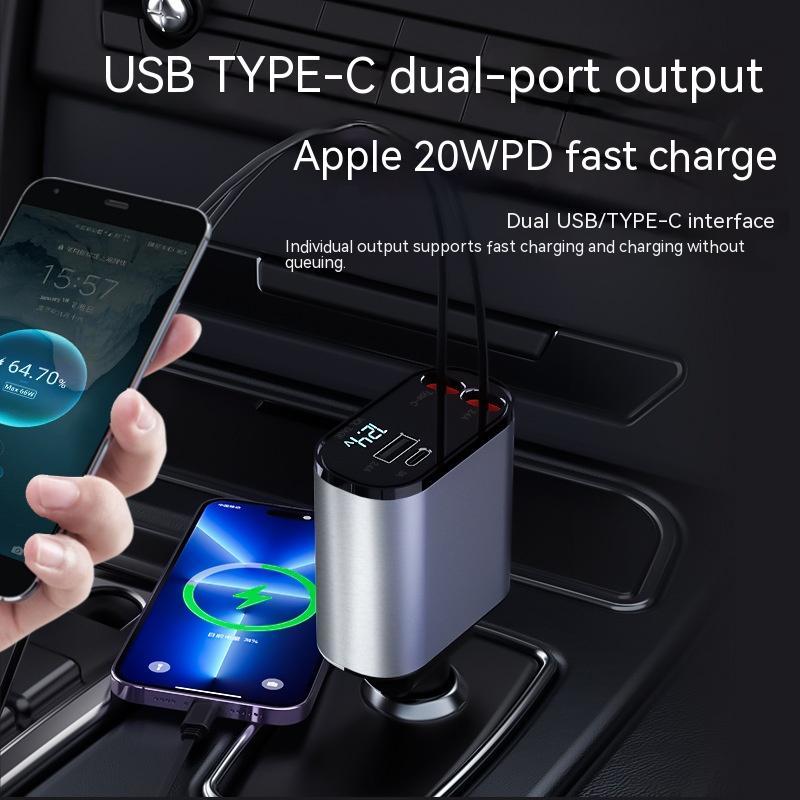 Metal Car Charger 100W Super Fast Charging Car Cigarette Lighter USB And TYPE-C Adapter null