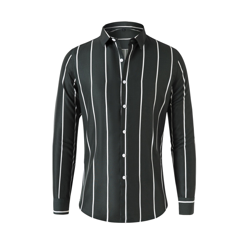 New Slim-fit Striped Shirt Men's Long Sleeve Shirt