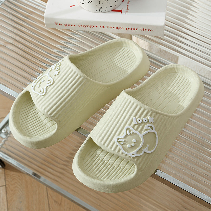 Cute Cat Slippers Summer Women Home Shoes Bath Thick Platform Non-Slip Slides Indoor Outdoor null