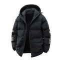 Men's Cotton-padded Coat Hooded Letter-print Winter Leisure Warm Top
