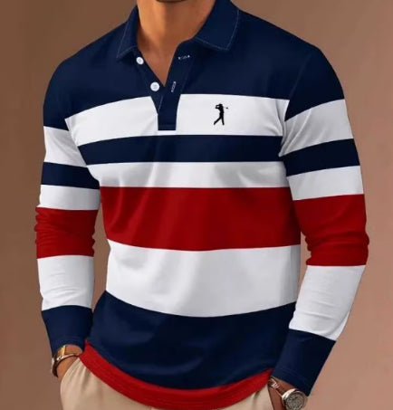 European And American 3D Digital Printing Lapel Short Sleeve Pullover Leisure Men's T-shirt Buckle