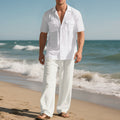 Simple Workwear Short Sleeve Shirt Trousers Suit Men