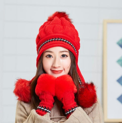 Cozy Knit Fleece-Feel Beanie With Ear Flaps & Pompom Warm Winter Hat For Women Perfect For Skiing & Outdoor Activities null