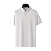 Summer Seamless Adhesive Ice Silk Polo Shirt Men