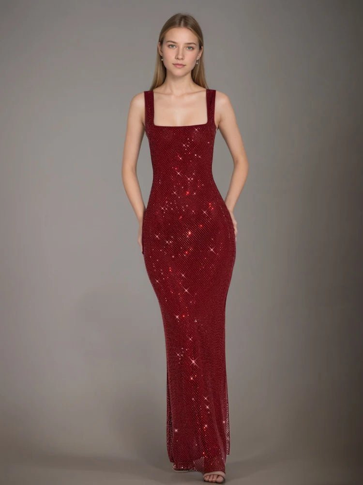 DEAT Fashion Shoulder Sequin Mesh Diamond Suspender Dress Women's Slim Fit High Waist Ankle - length Dresses New 7A846 Black DEAT Fashion Shoulder Sequin Mesh Diamond Suspender Dress Women's Slim Fit High Waist Ankle - length Dresses New 7A846 - shop_name