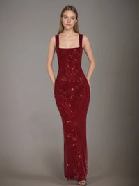 DEAT Fashion Shoulder Sequin Mesh Diamond Suspender Dress Women's Slim Fit High Waist Ankle - length Dresses New 7A846 Black DEAT Fashion Shoulder Sequin Mesh Diamond Suspender Dress Women's Slim Fit High Waist Ankle - length Dresses New 7A846 - shop_name