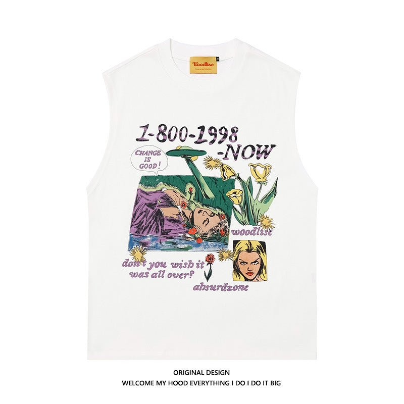 Design Printed Cotton Vest For Men White Design Printed Cotton Vest For Men - shop_name