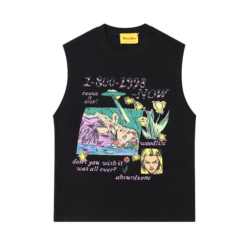 Design Printed Cotton Vest For Men Black Design Printed Cotton Vest For Men - shop_name