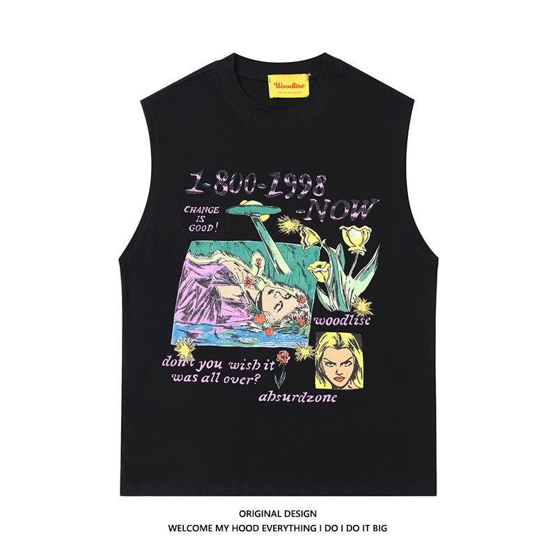 Design Printed Cotton Vest For Men Black Design Printed Cotton Vest For Men - shop_name