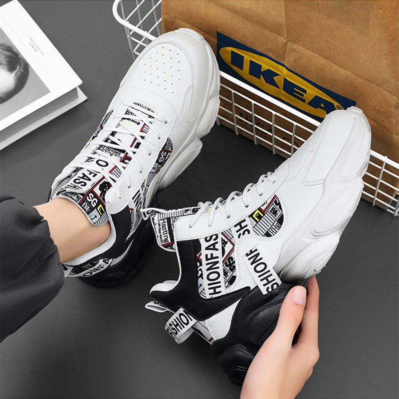 Men's High-top Sports Shoes New Fashion Colorblock Lace-up Casual Sneakers Breathable Versatile Running Basketball Trainers Shoes null