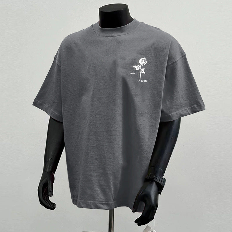 Cotton Heavy T-shirt Men's Summer Short Sleeve