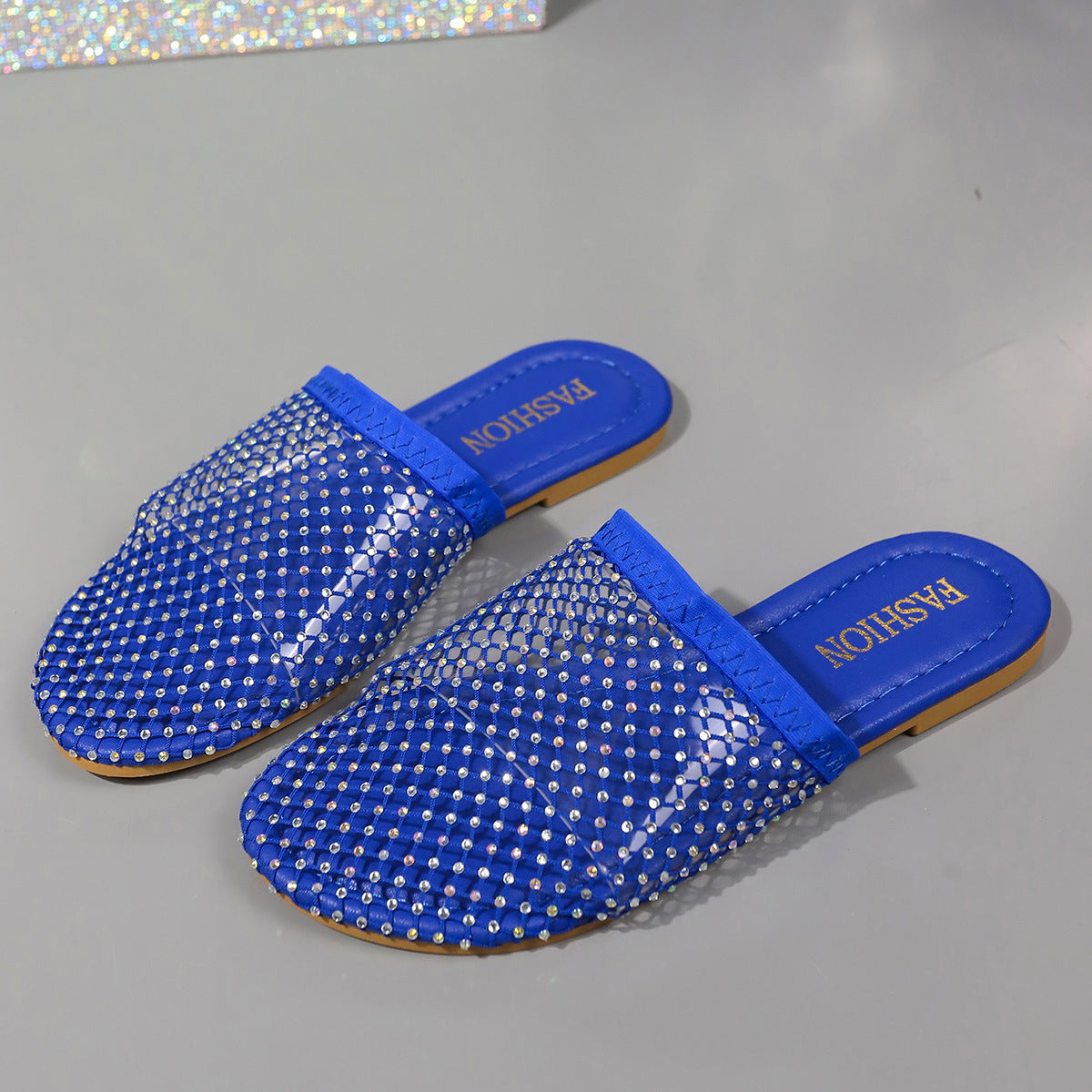 Hollow-toe Transparent Hollow Sandals With Rhinestones Summer Fashion Outdoor Slippers Flat Shoes For Women null