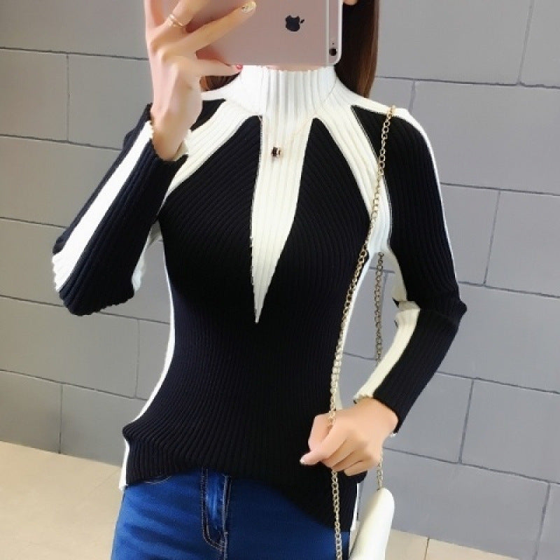 Women's Color Matching Long-sleeved Pullover Sweater null