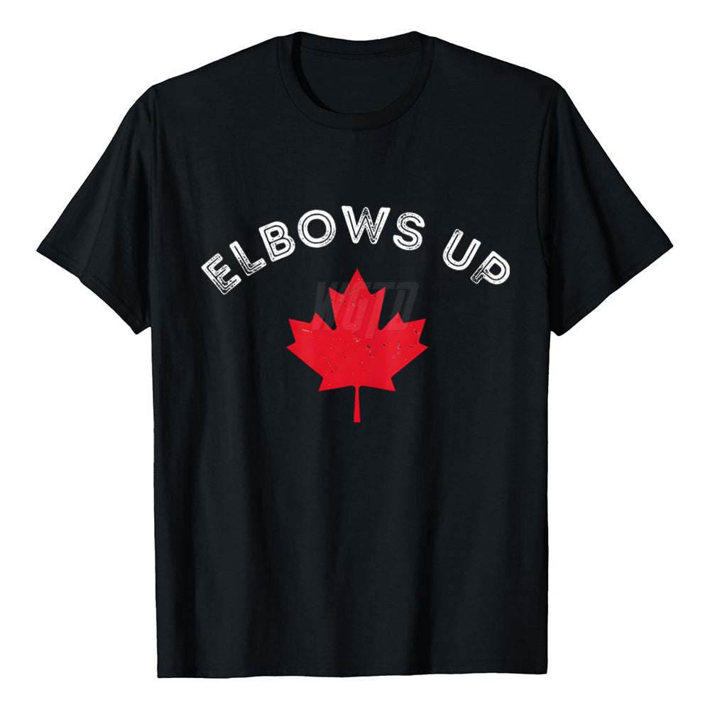Elbowa Up Canada Printed Loose Short Sleeve Sports Breathable