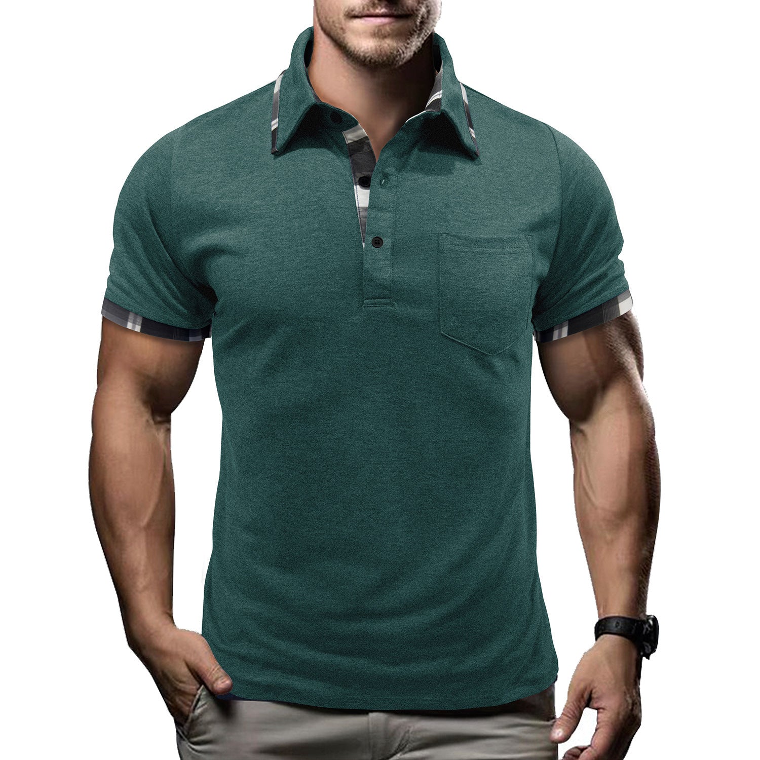 Men's Plaid Short-sleeved T-shirt
