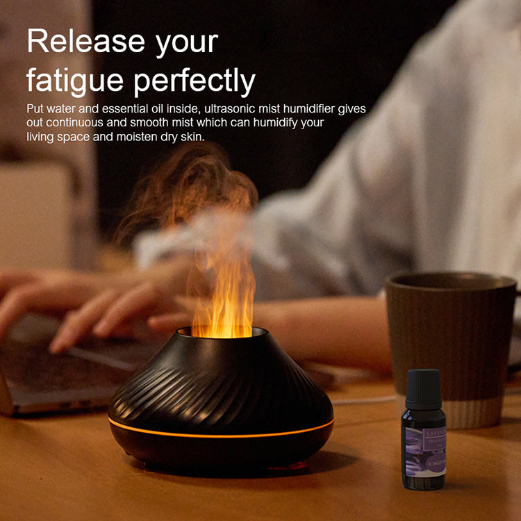 Newest RGB Flame Aroma Diffuser 130Ml 3d Colorful Flame Humidifier Fire Volcano Diffuser Flame null