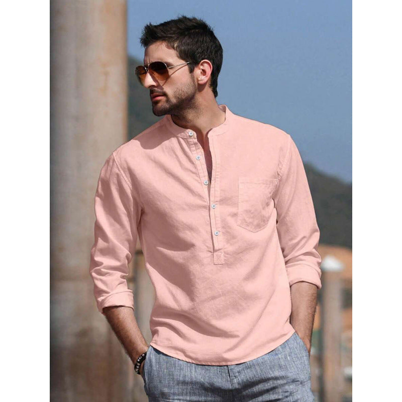 Men's Solid Color Versatile Casual Simple Breathable Long Sleeve