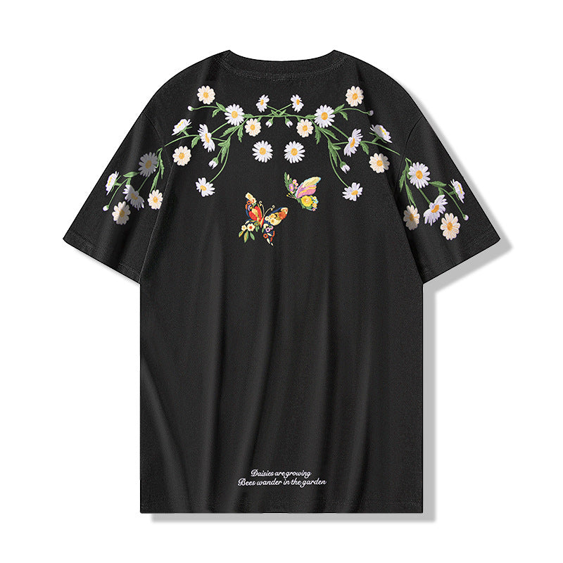 New National Fashion Short-sleeved T-shirt Butterfly Light Changing Chinese Style
