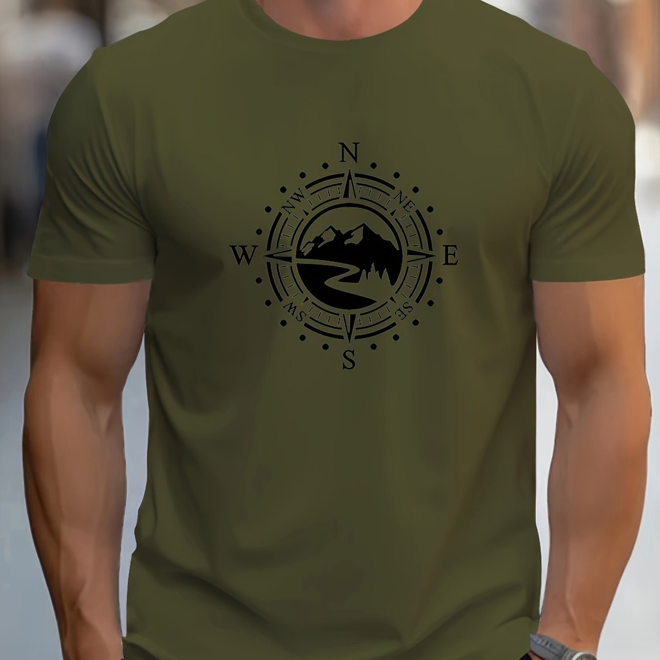 Compass Printed Men's T-shirt Short Sleeve