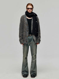 Cotton Retro Make Old Ripped Loose Micro-flared Trousers Jeans