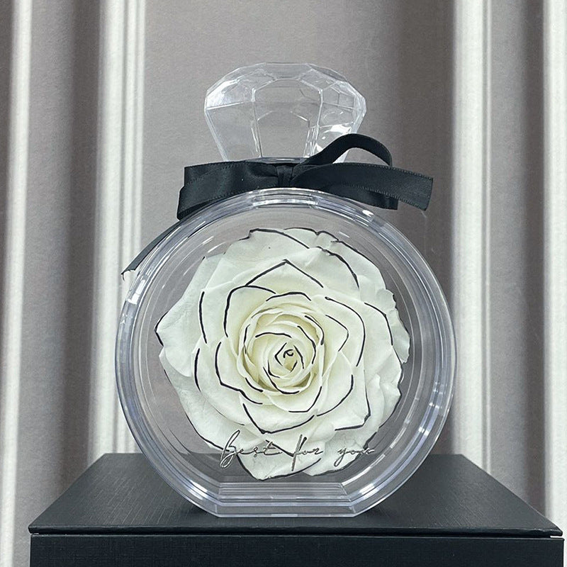 Natural Eternal Flower Ornaments Transparent Cover Dried Rose Gift Box For Christmas New Year Valentine's Day Home Decor null