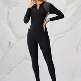 Long-sleeve Swimsuit That Flatters Curvy Figures And Provides Modest Coverage
