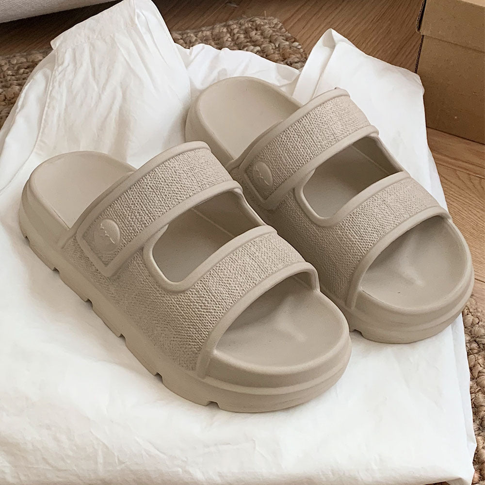 Casual Double-straped Slippers Comfortable Platform Beach Shoes null